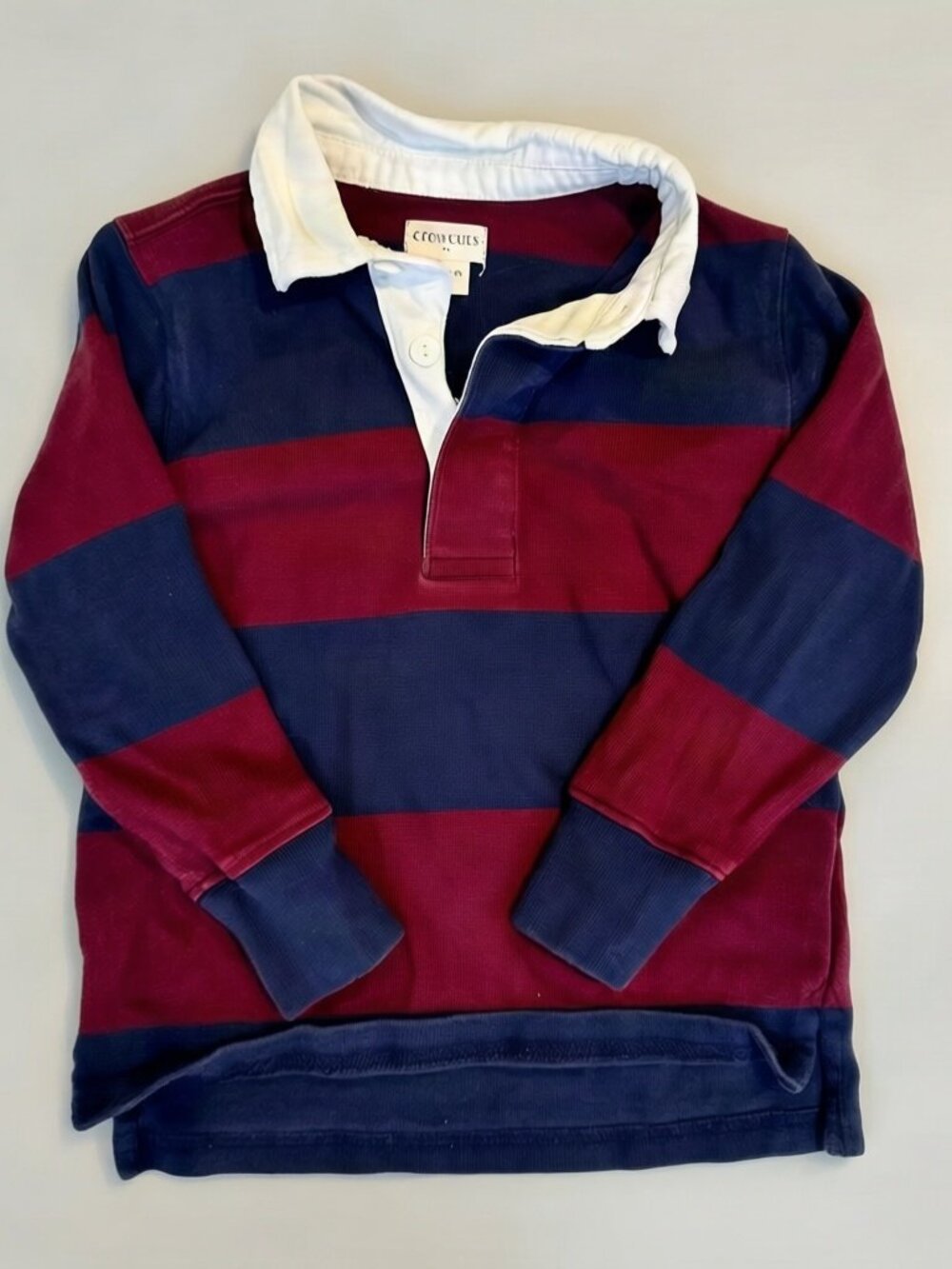 Crewcuts J.Crew Striped Rugby Shirt Navy Burgundy XXS 2-3